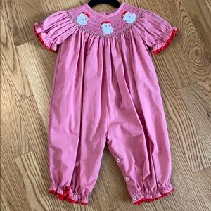 Smocked Christmas Santa Bubble Romper